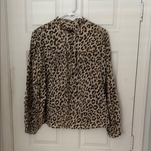 J. Crew Animal Print Button-Up Blouse